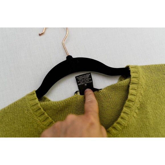 Eddie Bauer Cotton ANGORA Rabbit Hair Nylon Sweater M Medium green pullover soft - Picture 3 of 7